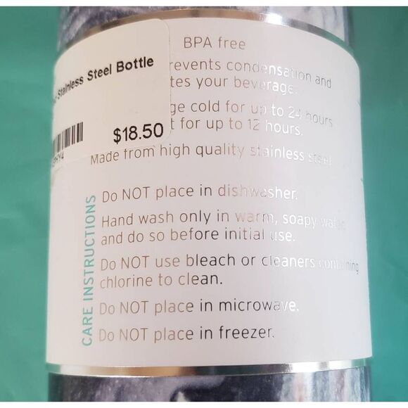 Wellness Double Wall Stainless Steel Marbled 20 oz / 590ml Bottle - Picture 9 of 10